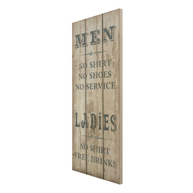 Holzbild Spruch - No.RS181 Men and Ladies - Panorama Hoch