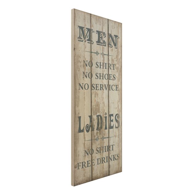 Holzbild Spruch - No.RS181 Men and Ladies - Panorama Hoch