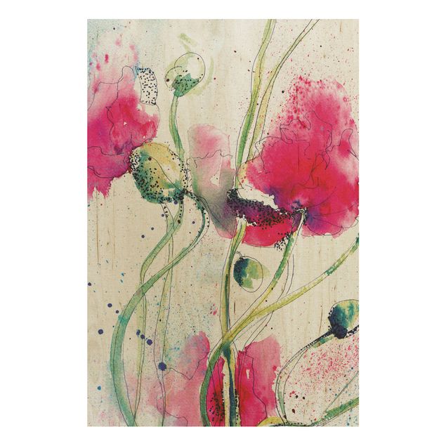 Holzbild - Painted Poppies - Hoch 2:3