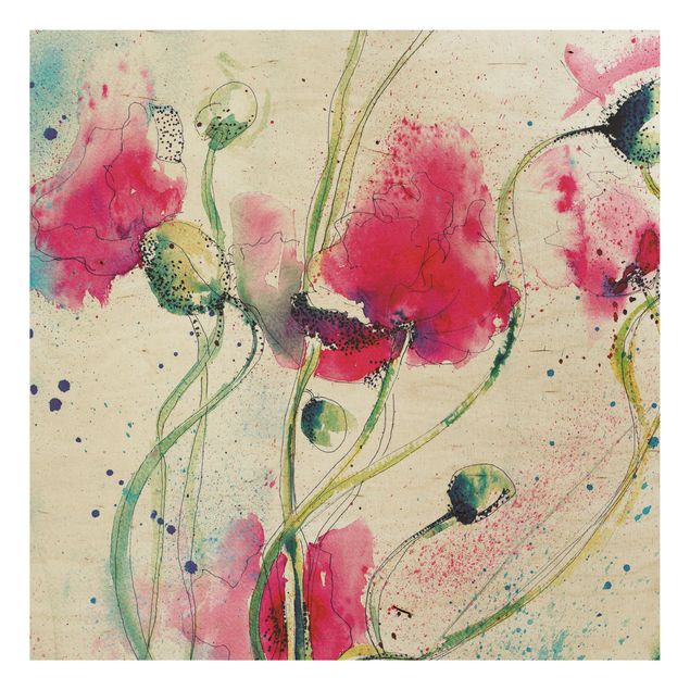 Holzbild - Painted Poppies - Quadrat 1:1