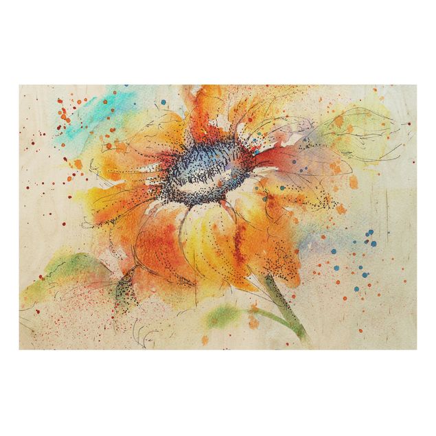 Holzbild - Painted Sunflower - Quer 3:2