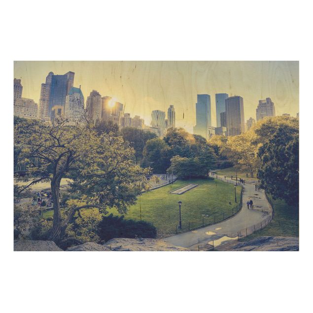 Holz Wandbild - Peaceful Central Park - Quer 3:2