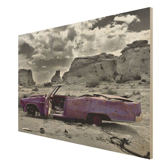 Wandbild Holz - Pink Cadillac - Quer 3:2