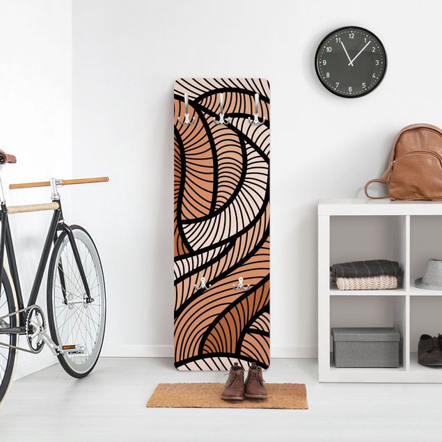 Design Garderobe - Holzschnitt in braun - Braun