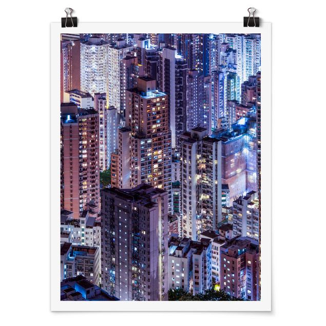 Poster - Hongkong Lichtermeer - Hochformat 3:4
