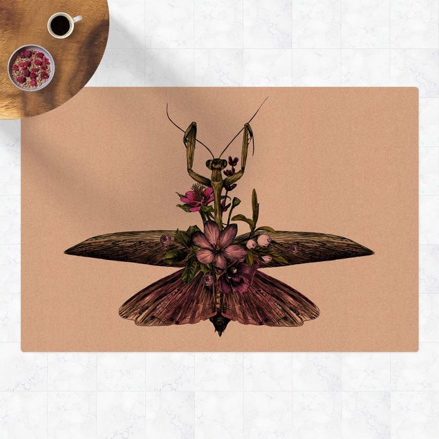 Moderner Teppich Illustration florale Mantis