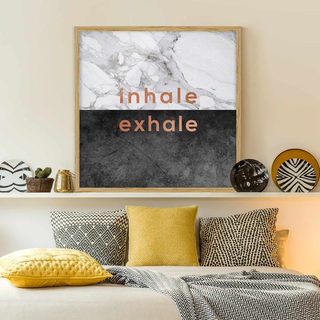 Bild mit Rahmen - Inhale Exhale Kupfer und Marmor - Quadrat