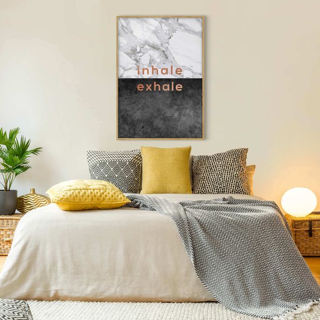 Bild mit Rahmen - Inhale Exhale Kupfer und Marmor - Hochformat