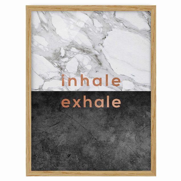 Bild mit Rahmen - Inhale Exhale Kupfer und Marmor - Hochformat