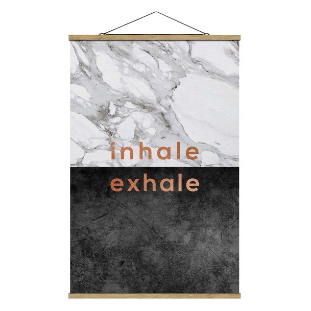 Stoffbild mit Posterleisten - Inhale Exhale Kupfer und Marmor - Hochformat 2:3
