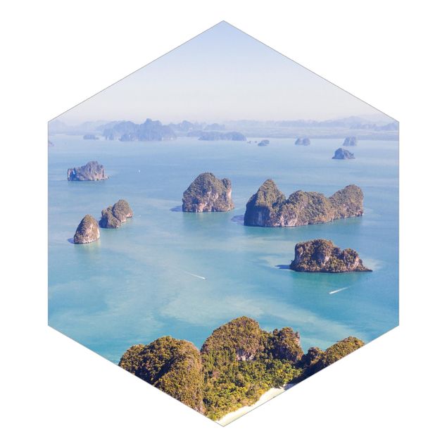 Hexagon Fototapete selbstklebend - Inseln im Meer
