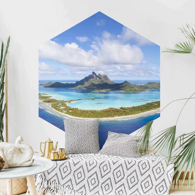 Hexagon Fototapete selbstklebend - Inselparadies