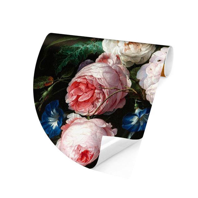 Runde Tapete selbstklebend - Jan Davidsz de Heem - Stillleben mit Blumen in einer Glasvase