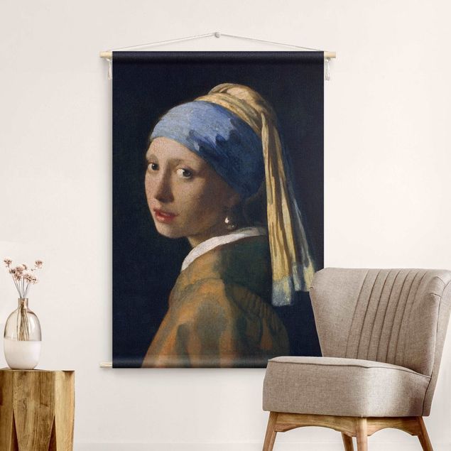 Wandbehang Kunst Jan Vermeer van Delft - Das Mädchen mit dem Perlenohrgehänge