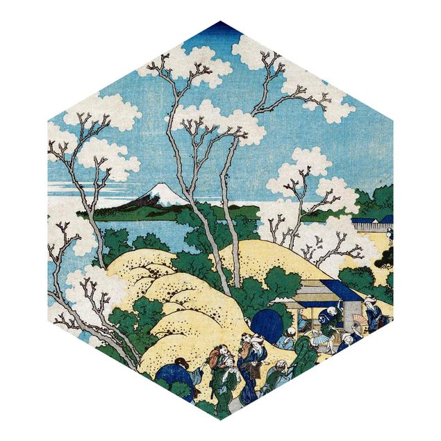 Hexagon Mustertapete selbstklebend - Katsushika Hokusai - Der Fuji von Gotenyama
