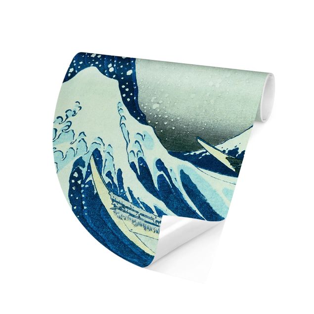 Runde Tapete selbstklebend - Katsushika Hokusai - Die grosse Welle von Kanagawa