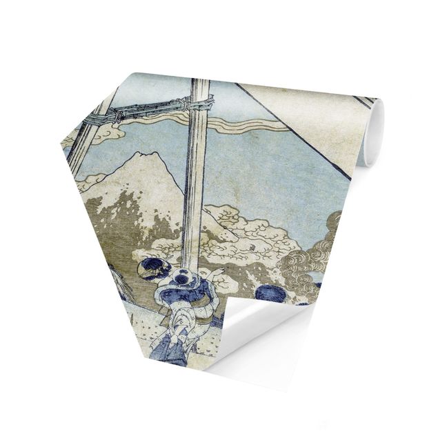 Hexagon Mustertapete selbstklebend - Katsushika Hokusai - In den Totomi Bergen