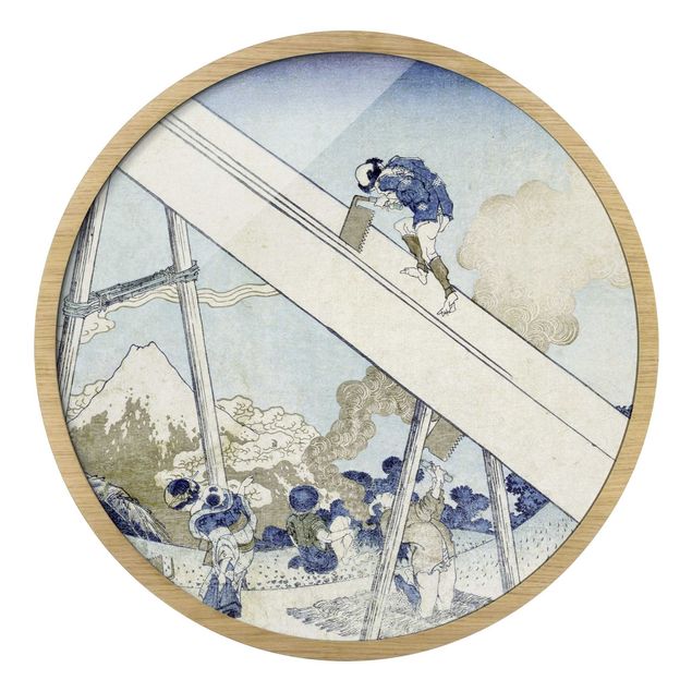 Rundes Gerahmtes Bild - Katsushika Hokusai - In den Totomi Bergen