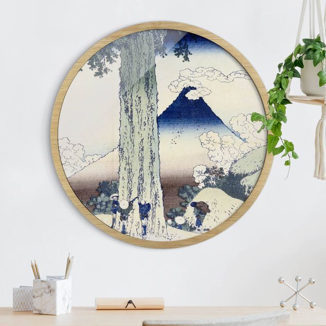 Runde Bilder mit Rahmen Katsushika Hokusai - Mishima Pass in der Provinz Kai