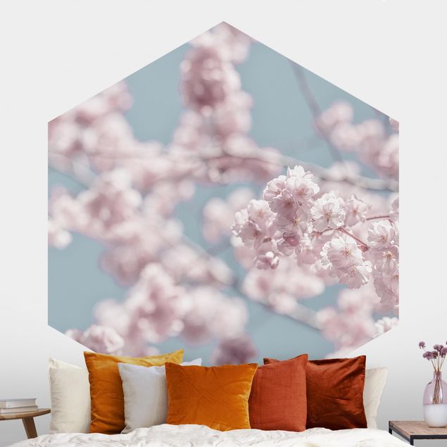 Hexagon Mustertapete selbstklebend - Kirschblütenparty