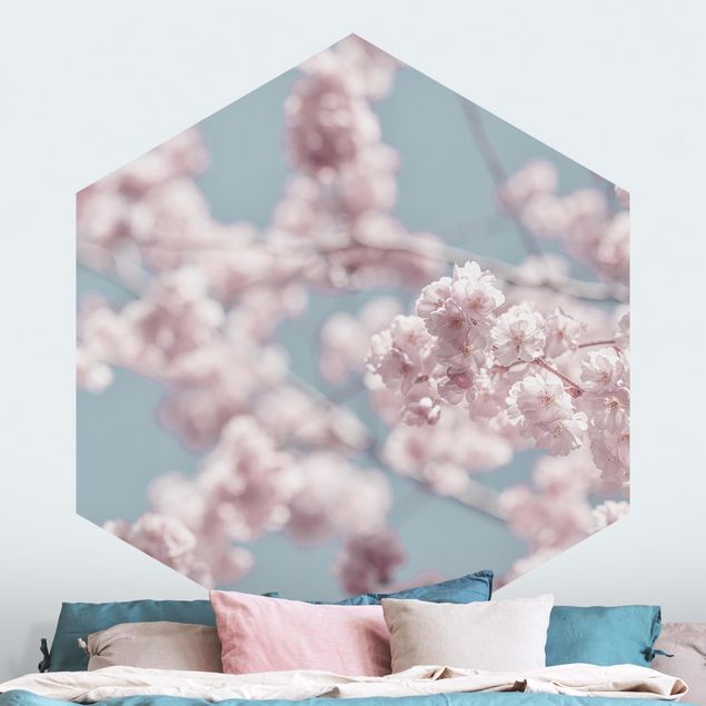Hexagon Mustertapete selbstklebend - Kirschblütenparty