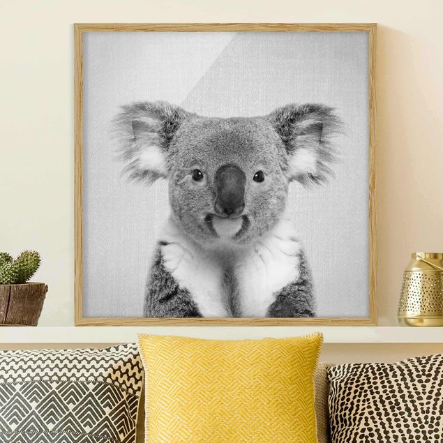 Bild mit Rahmen - Koala Klaus Schwarz Weiß - Quadrat - 1:1