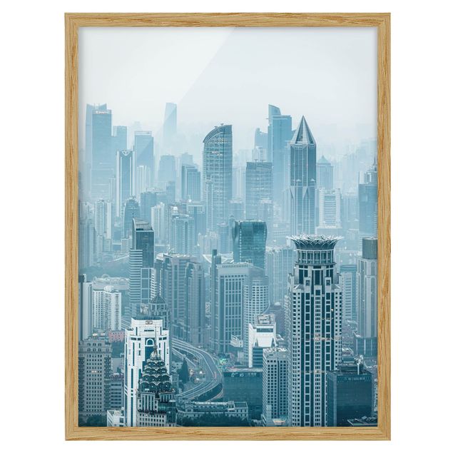 Bild mit Rahmen - Kühles Shanghai - Hochformat