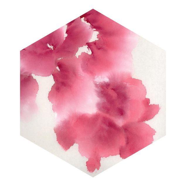 Hexagon Mustertapete selbstklebend - Künstlerische Flora I