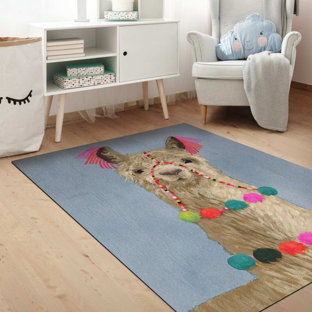 Kleine Teppiche Lama mit Schmuck IV