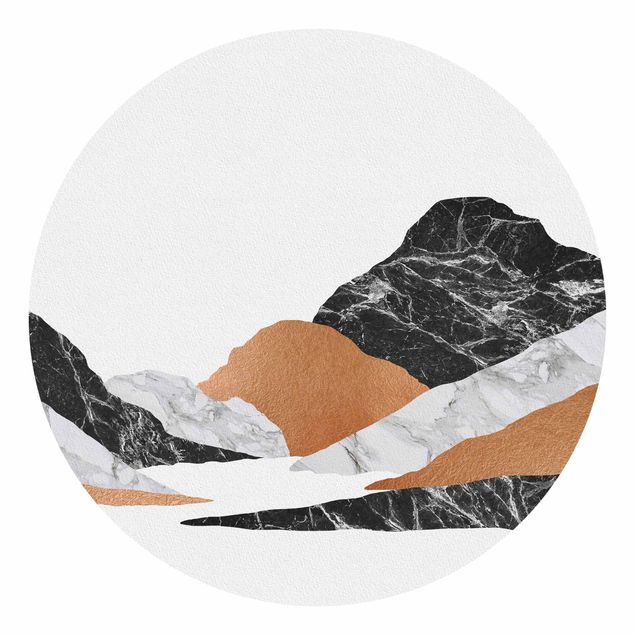 Runde Tapete selbstklebend - Landschaft in Marmor und Kupfer II