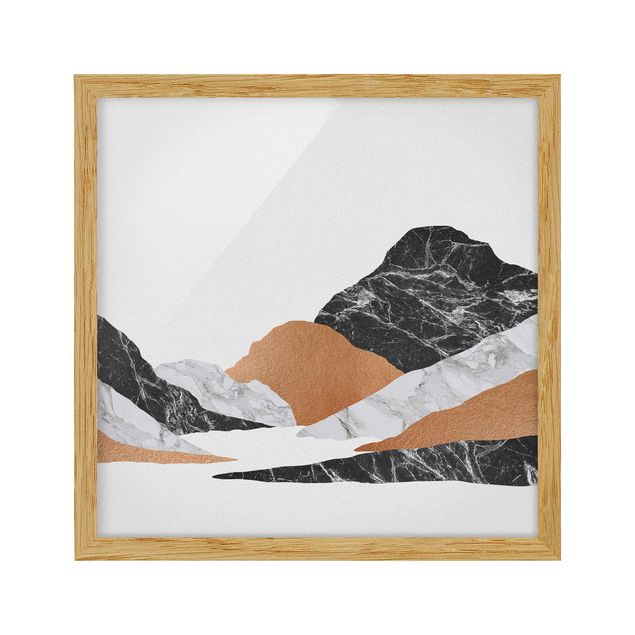 Bild mit Rahmen - Landschaft in Marmor und Kupfer II - Quadrat