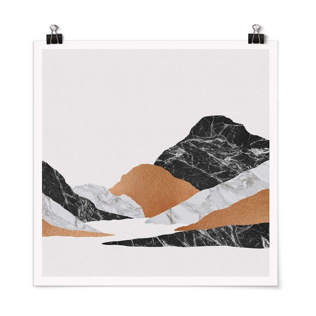 Poster - Landschaft in Marmor und Kupfer II - Quadrat 1:1