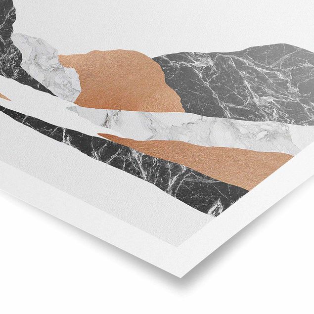 Poster - Landschaft in Marmor und Kupfer II - Quadrat 1:1