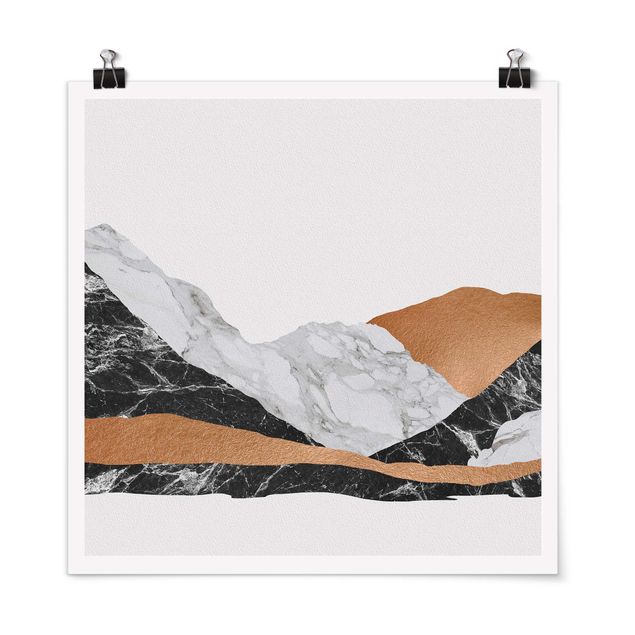 Poster - Landschaft in Marmor und Kupfer - Quadrat 1:1