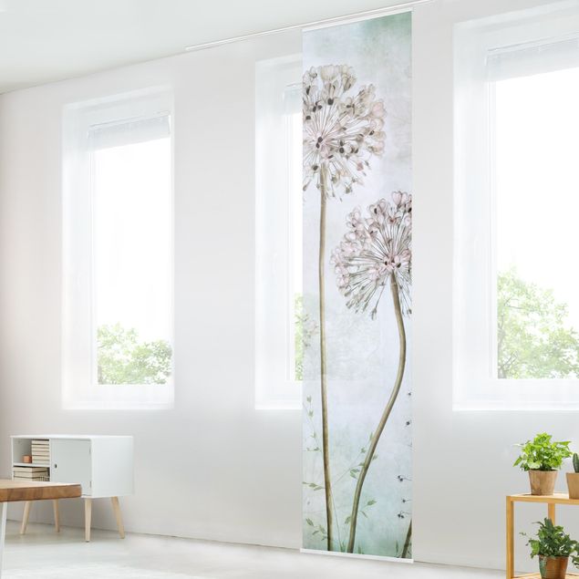 Schiebegardinen Set - Lauchblüten in Pastell - Flächenvorhang