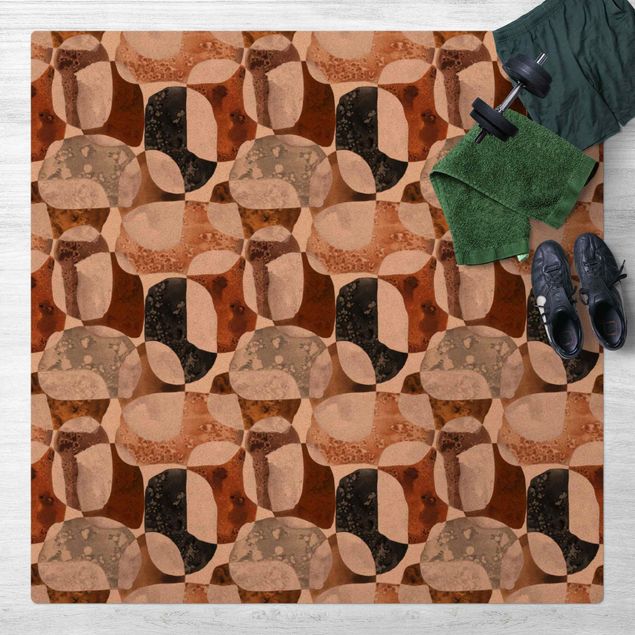 Brauner Teppich Lebende Steine Muster in Braun