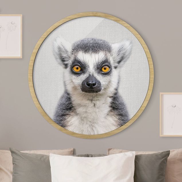 Rundes Gerahmtes Bild - Lemur Ludwig