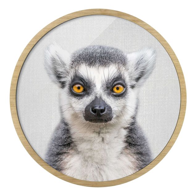 Rundes Gerahmtes Bild - Lemur Ludwig