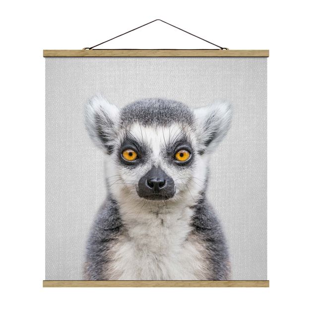 Stoffbild mit Posterleisten - Lemur Ludwig - Quadrat 1:1