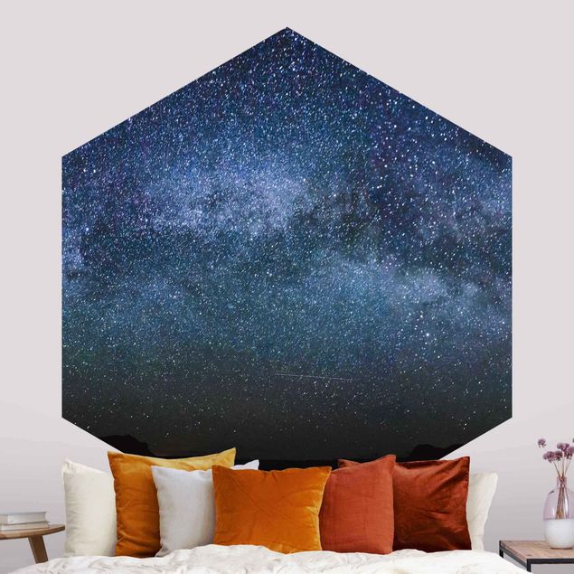 Hexagon Fototapete selbstklebend - Leuchten des Sternenhimmels