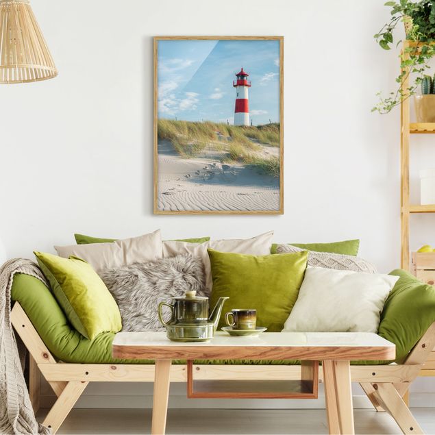 Bild mit Rahmen - Leuchtturm an der Nordsee - Hochformat