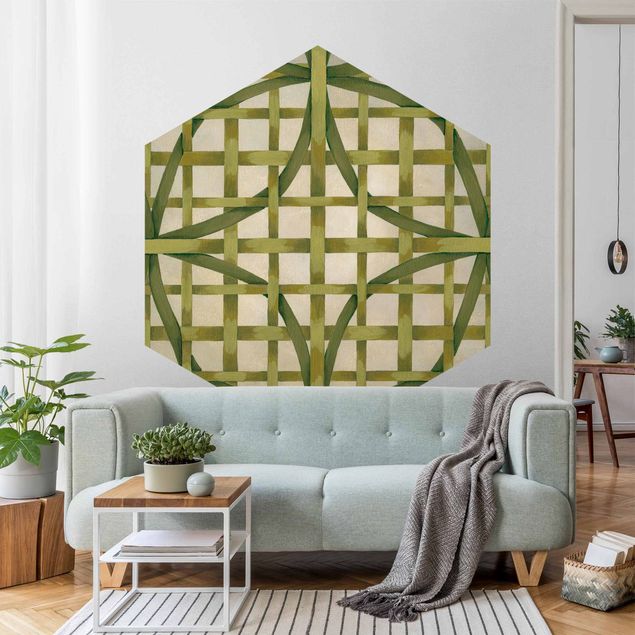 Hexagon Mustertapete selbstklebend - Lichtspielband Grün