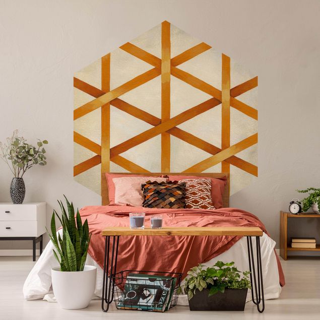 Hexagon Mustertapete selbstklebend - Lichtspielband Orange