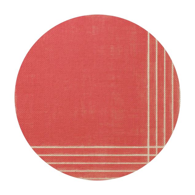 Runder Vinyl-Teppich - Linien Treffen auf Rot