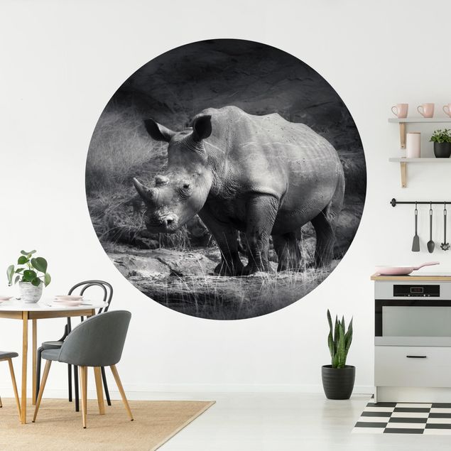 Runde Tapete selbstklebend - Lonesome Rhinoceros