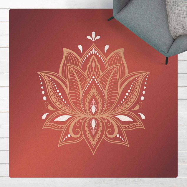 Teppich Orientalisch Lotus Illustration Altrosa