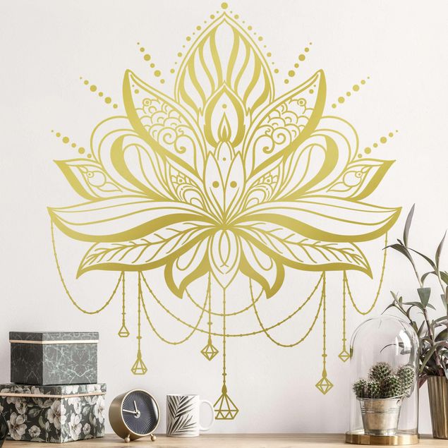 Wandsticker Mandala Lotus mit Ketten