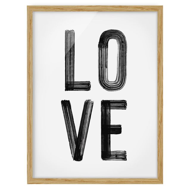 Bild mit Rahmen - Love Typo in Schwarz - Hochformat
