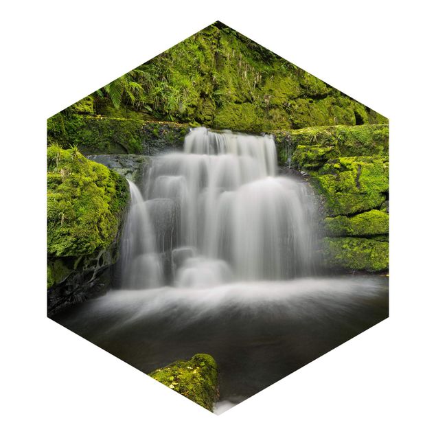 Hexagon Mustertapete selbstklebend - Lower McLean Falls in Neuseeland