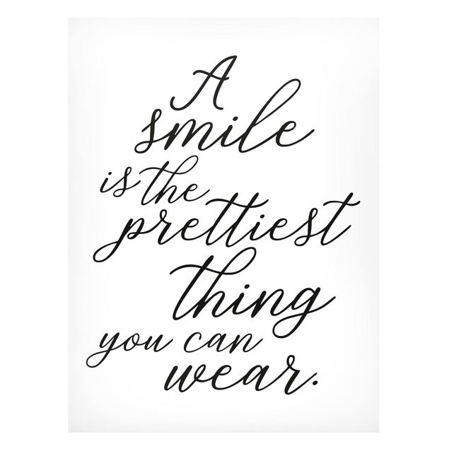 Magnettafel - A smile is the prettiest thing - Memoboard Hochformat